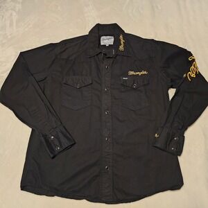 Wrangler Premium Quality EX Longsleeve Cowboy Rodeo Black Shirt Men's Size 44in